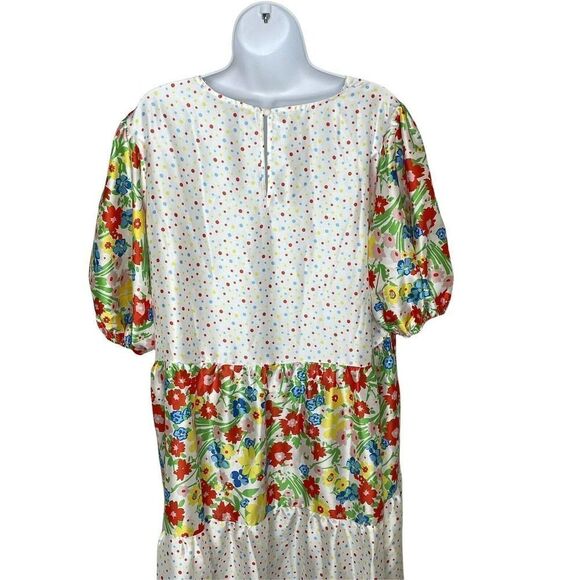twisted Wunder Plus London Smock Midi dress 16 Mixed Patchwork Floral Dots - Picture 8 of 11